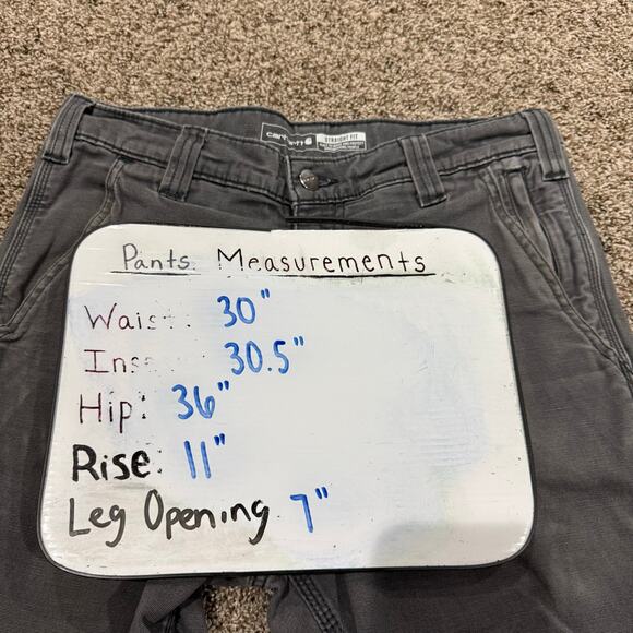 Men's Shadow Grey Carhartt Slim Tapered Rigby Dungaree Straight Fit Pants 31x32 - Picture 10 of 10